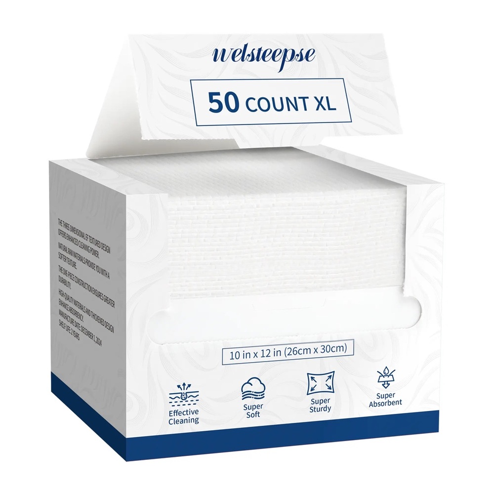 Welsteepse XL 50 Count White Cleaning Cloths